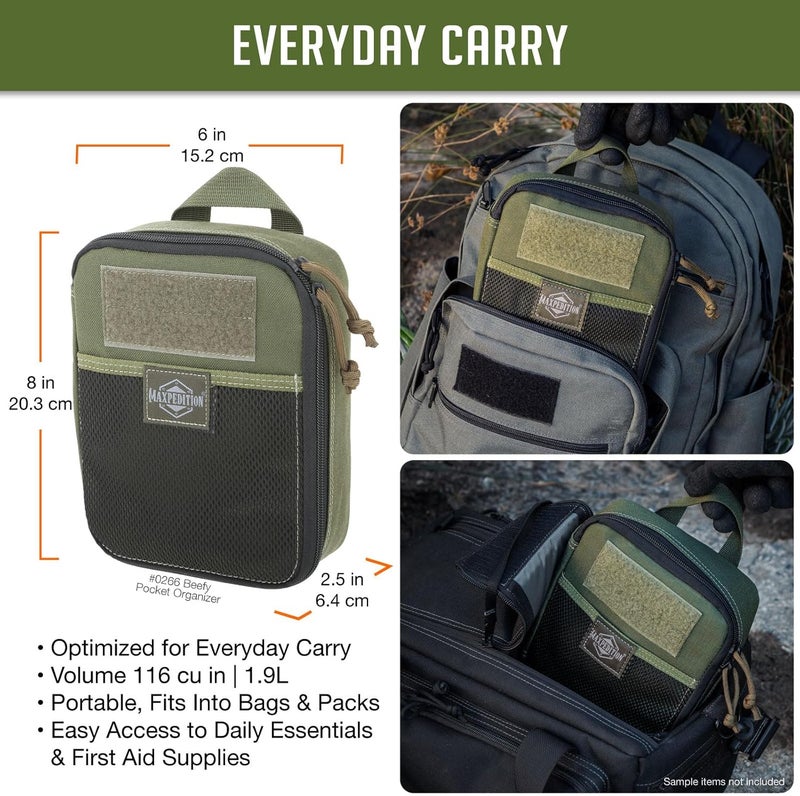 Maxpedition Beefy Pocket Organizer, Compact, MOLLE-Compatible, 1000D Nylon Tactical Pouch, Everyday Carry Tool and Gear Storage for Outdoor, Tactical, Survival, 0266 - Image 2
